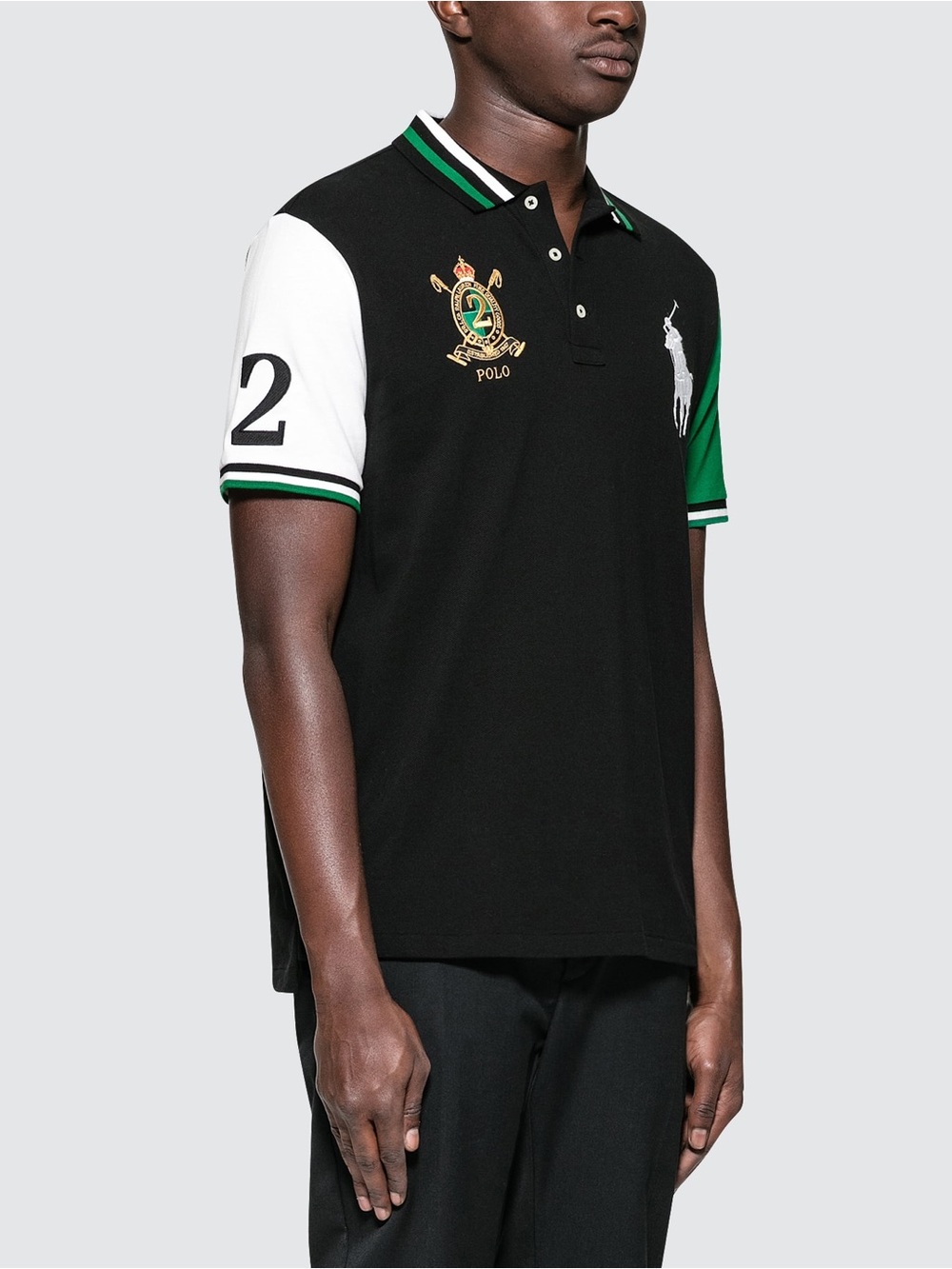 Ralph Lauren Polo Colorblock Crest Short Sleeve Polo - Black / Green / White